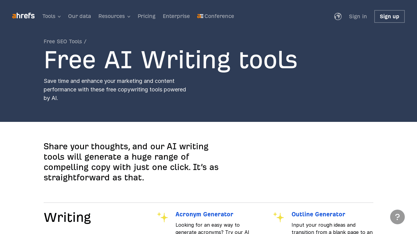 Ahrefs-Free AI Writing tools image