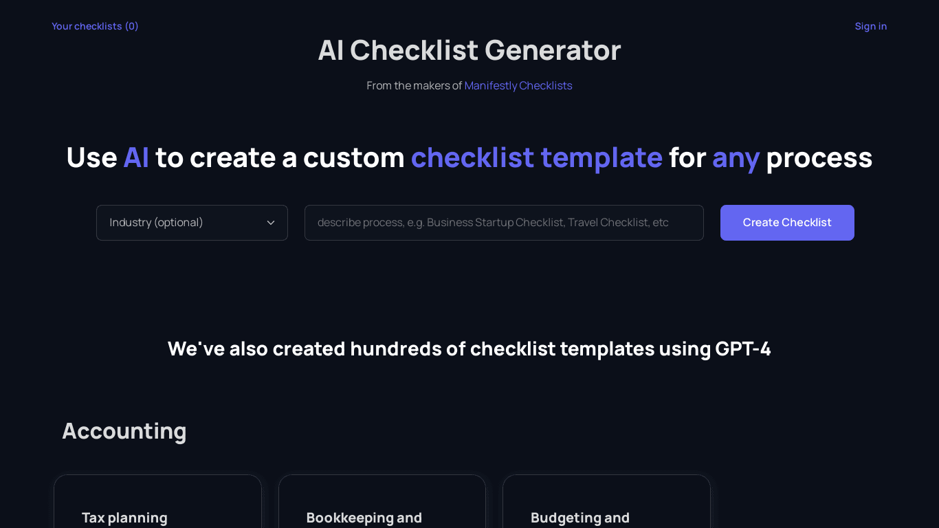 AI Checklist Generator image