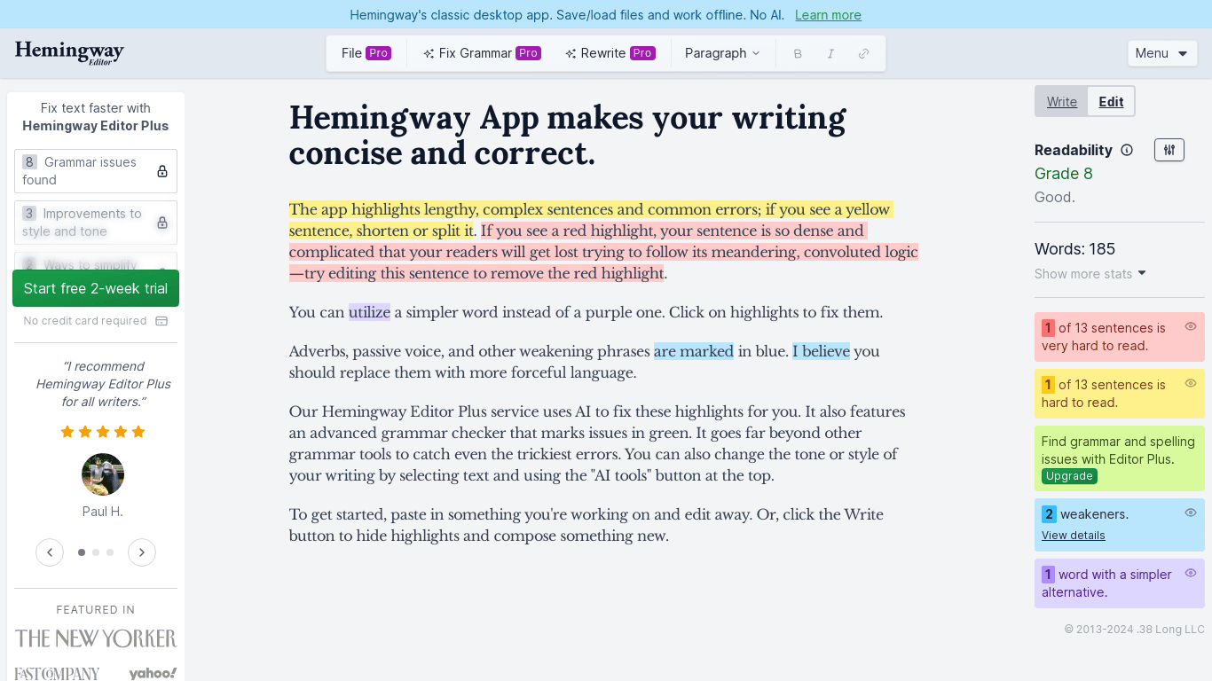 Hemingway Editor image